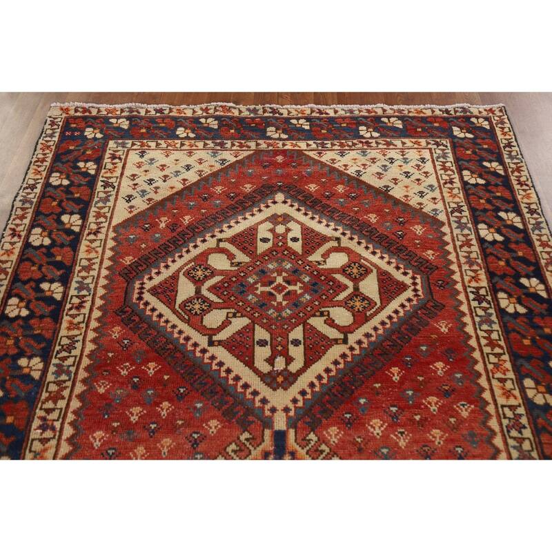 Traditional Bakhtiari Persian Vintage Area Rug Handmade Wool Carpet - 4'11"x 10'1"