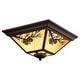 preview thumbnail 8 of 11, Douglas Warm Bronze Rustic Outdoor Flush Mount Ceiling Light Pine Cone Motif Amber Glass - 14-in W x 7-in H x 14-in D