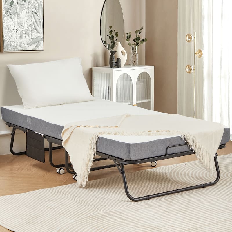 Erommy Folding Bed with Memory Foam Mattress: Portable foldable guest bed for adults with luxurious 5-inch memory foam mattress - Prime - Twin