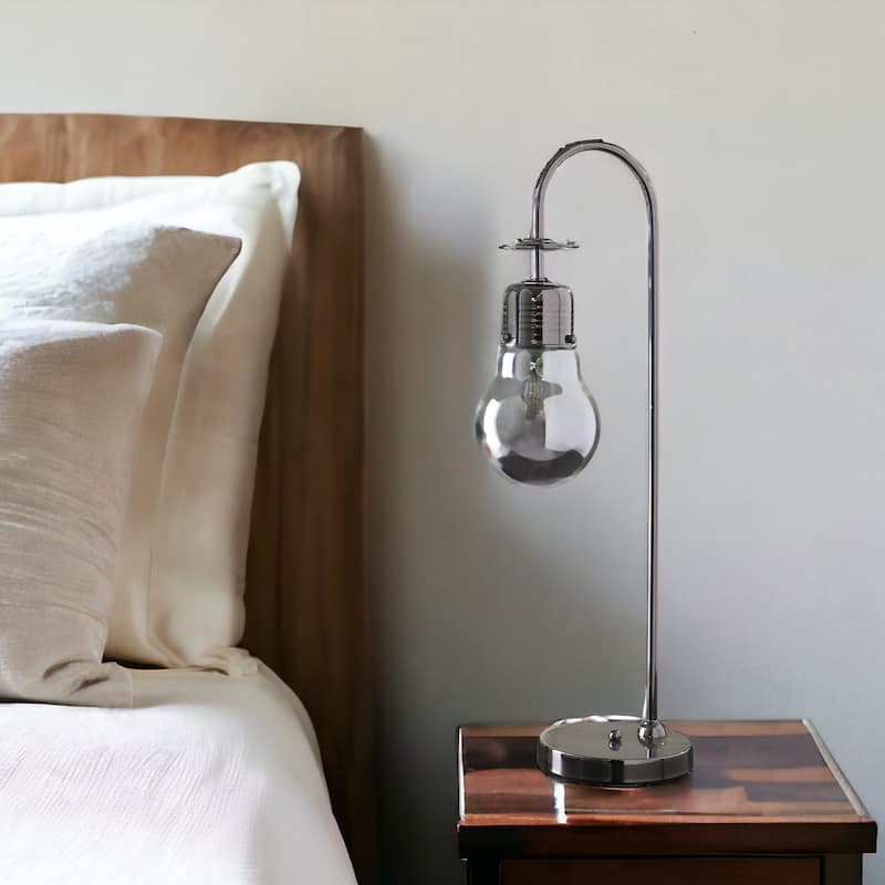 29" 29" Black Metal Desk Integrated LED Lamp with Vintage Streetlight Design and On-Off Inline Switch - 29"H x 7"W x 10"D