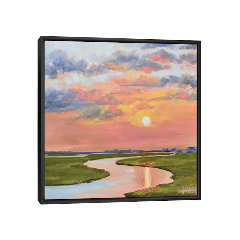 iCanvas "Glassy Waters On The Marsh" by April Moffatt Framed Canvas Print - Black - 18x18