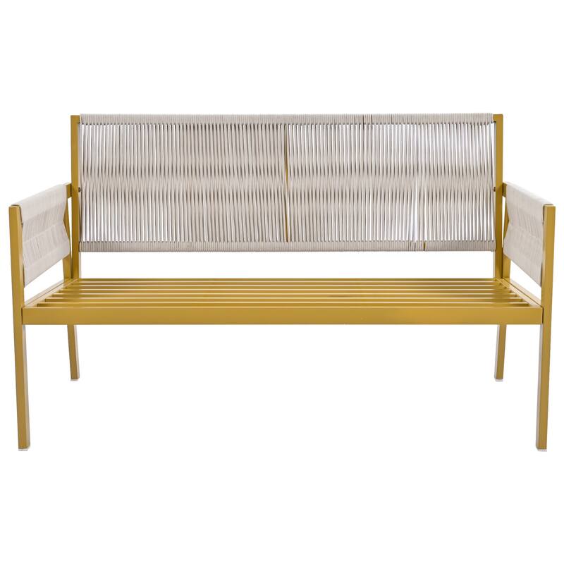 4-Piece Patio Furniture Set, Outdoor Garden Conversation Set with Tempered Glass Table, Deep Seating and Thick Cushion