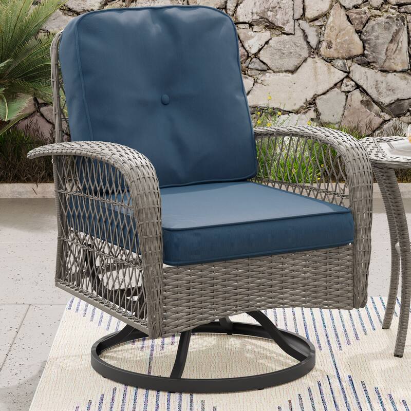 Corvus Livorno Outdoor 3-piece Steel Wicker Swivel Chat Set