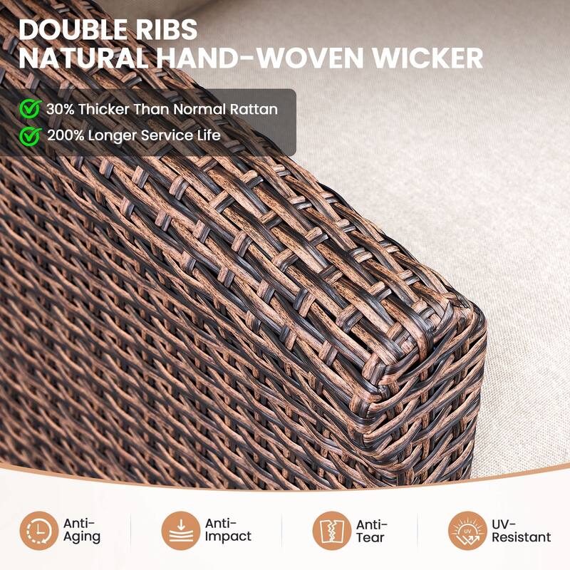Pocassy Outdoor Sofa with Swivel Chairs Funiture Set