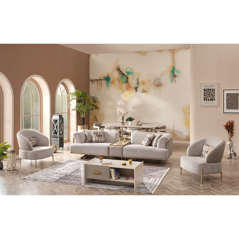 Uruguay 3-piece Living room Set 1 Module Sofa & 2 Chair - Cream