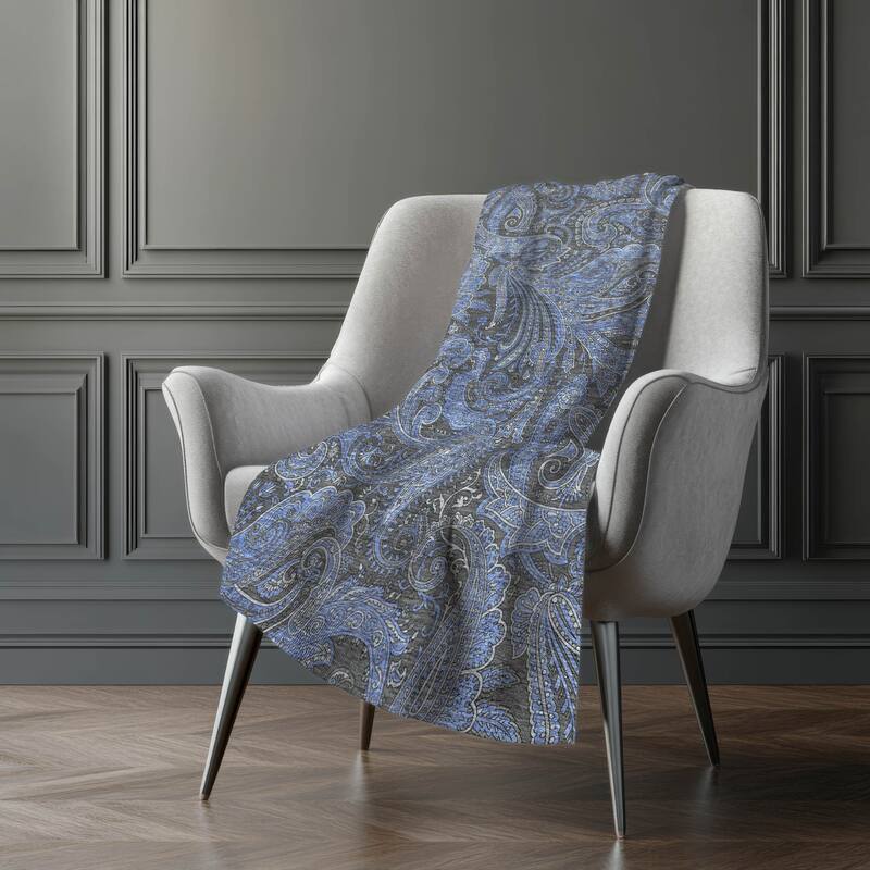 Premium Machine Washable Paisley Sherpa Throw Blanket