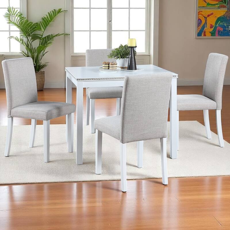 KISRAIS 5 Piece Counter Height Dining Set - Silver