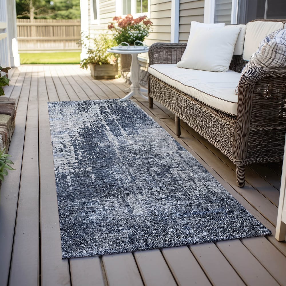 Machine Washable Indoor/ Outdoor Chantille Abstract Ombre Rug