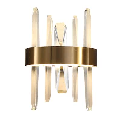 Gold Stainless Steel LED Wall Sconce With Clear Crystals