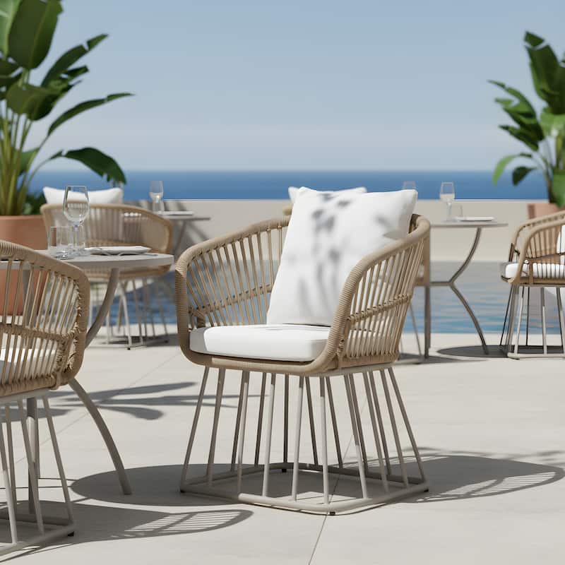 Christopher Knight Home - Outdoor Wicker Dining Chair with Steel Frame & Cushion (Set of 1/2/4/6)