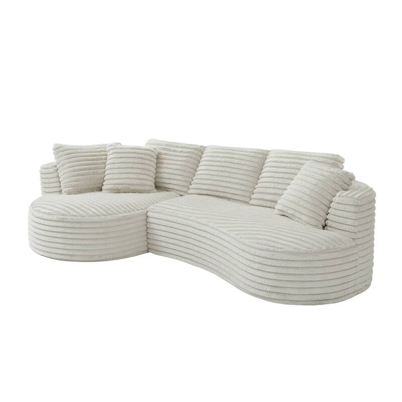 Modern Curved L-Shape Luxury Sectional Oversized Sofa: Minimalist Design, Comfy Sleeper Couch