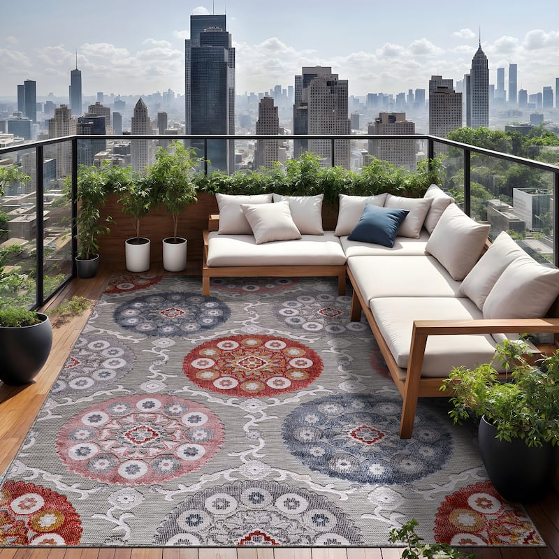 Beverly Rug Equator Medallion Bohemian Indoor Outdoor Area Rug