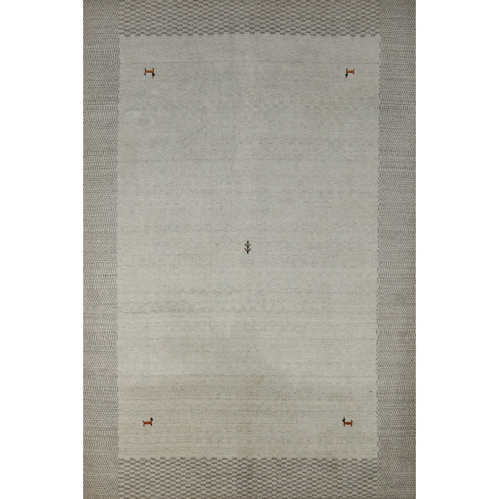 Hand Knotted Oriental 100% Wool Carpet Tribal Tribal Beige & Ivories Gabbeh Area Rug - 7' 9'' X 5' 6''
