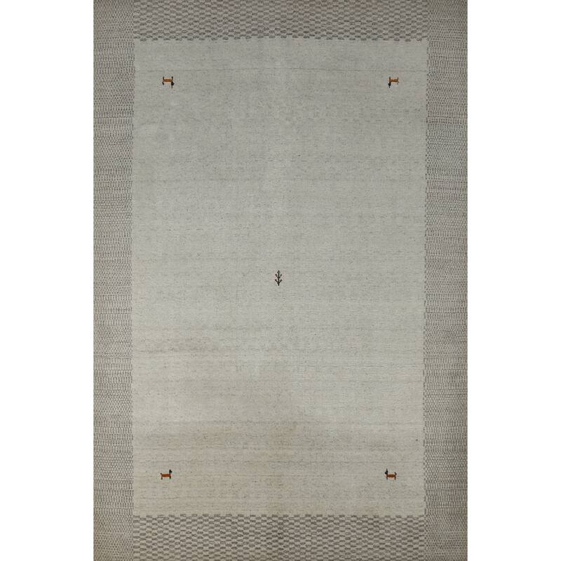 Hand Knotted Oriental 100% Wool Carpet Tribal Tribal Beige & Ivories Gabbeh Area Rug - 7' 9'' X 5' 6''