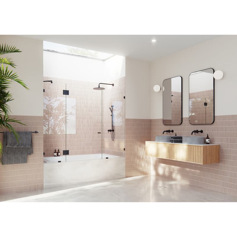 Glass Warehouse B-GHF-70 Stellar 58-1/4" High x 70" Wide Hinged - Matte Black