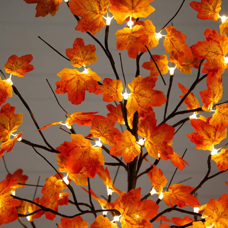 Pre-Lit Autumn Maple Minimalist Artificial Fall Tree - 6' - Warm White LED Lights
