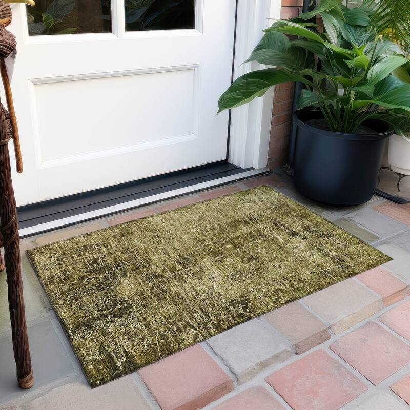 Machine Washable Indoor/ Outdoor Abstract Solid Chantille Rug