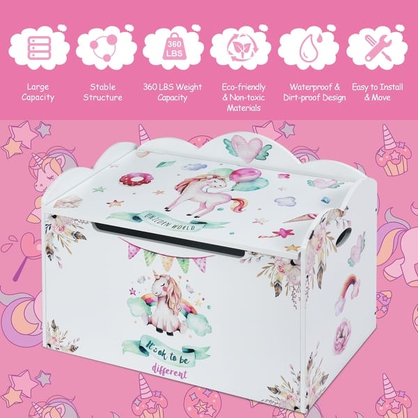 Shop Costway Wooden Toy Box Storage Chest W Seating Bench For
