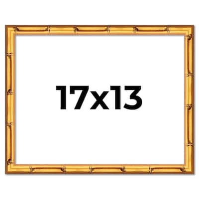 17x13 Frame Gold Bamboo Solid Wood Picture Frame | 1 Inch Moulding