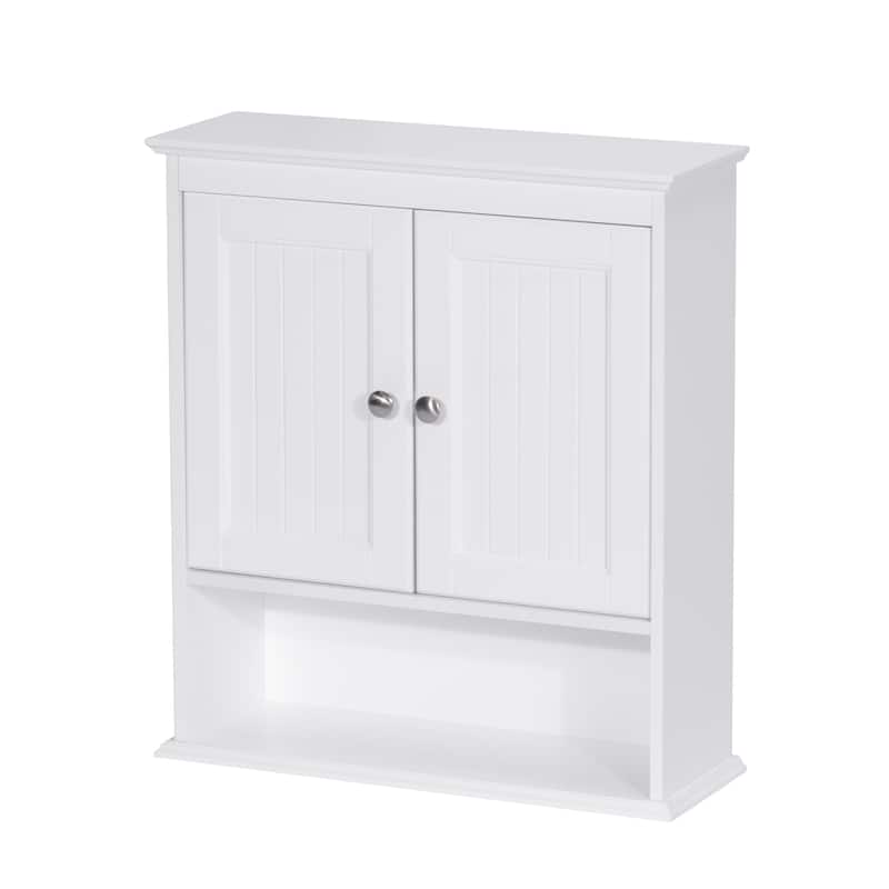 Spirich-Bathroom Wall Spacesaver Storage Cabinet Over The Toilet with Door , Wooden, White