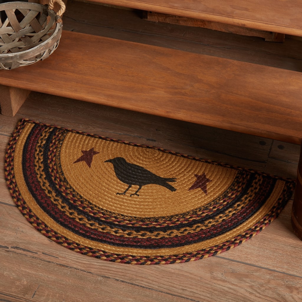 Heritage Farms Crow Jute Rug Half Circle w/ Pad 16.5x33 - 16.5" x 33"