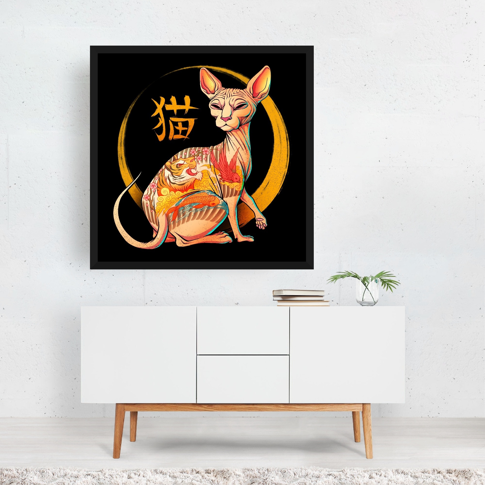 Yakuza Cat Illustrations Animals Love Sphynx Cat Art Print