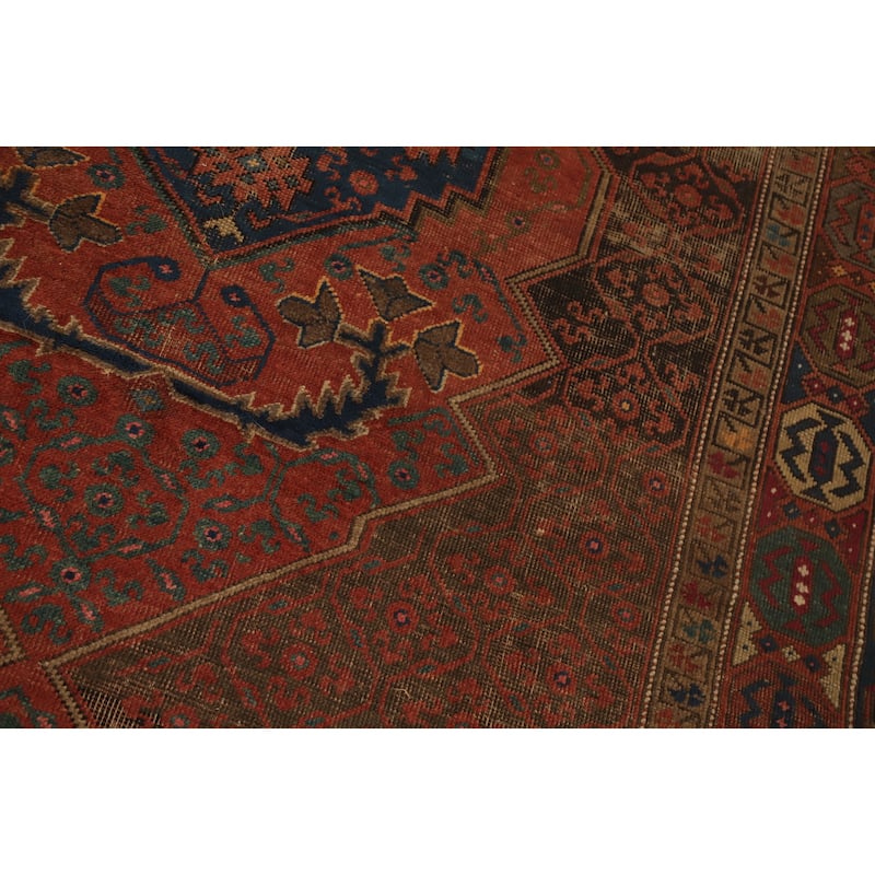 Hand Knotted Oriental 100% Wool Carpet Traditional Geometric Brown Afshar Area Rug - 11' 5'' X 5' 6''