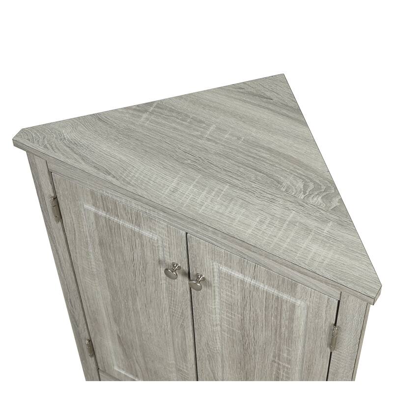 Triangle Floor Cabinet Storage Corner Cabinet with Adjustable Shelves and Brushed Nickle Knobs for Office Bathroom Living Room