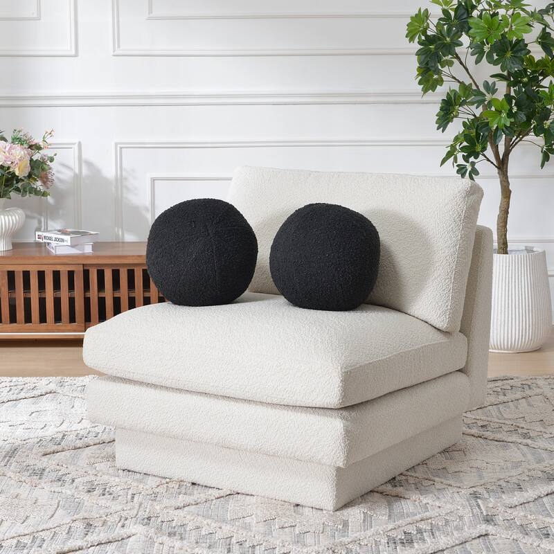 KINWELL Sherpa Boucle Detachable Sphere Decorative Throw Pillow