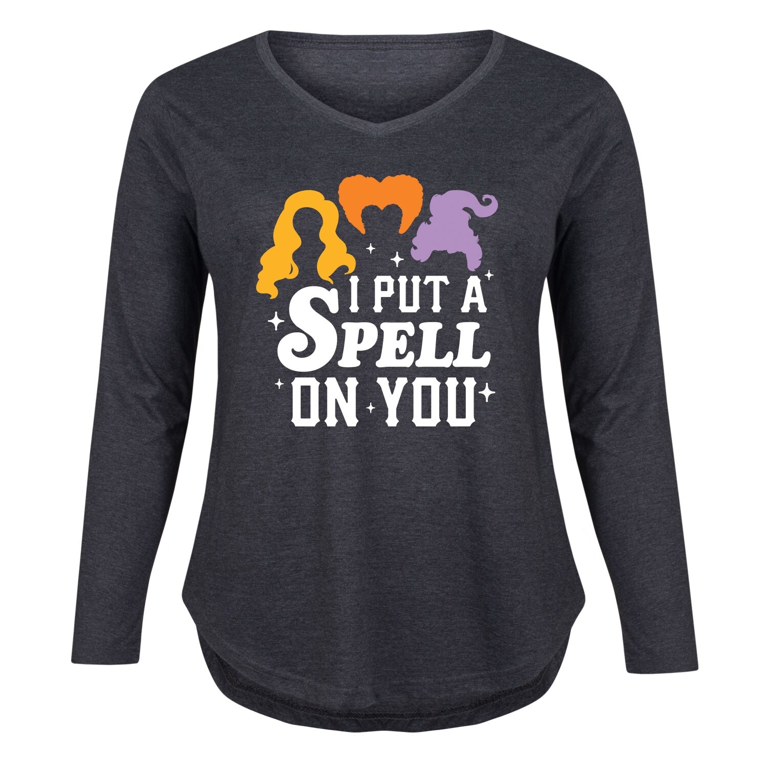 Shop I Put A Spell On You Plus V Neck Long Sleeve Tee On Sale