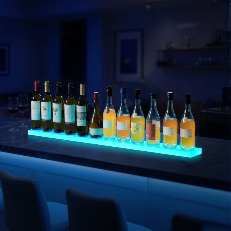 Acrylic LED Wine Bottle Shelf Wall-Mount with Remote