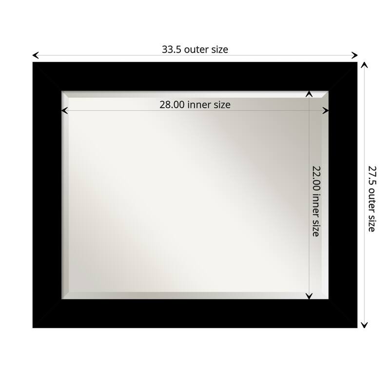 Basic Beveled Wood Framed Wall Mirror - Basic Black - Glass Size 28x22