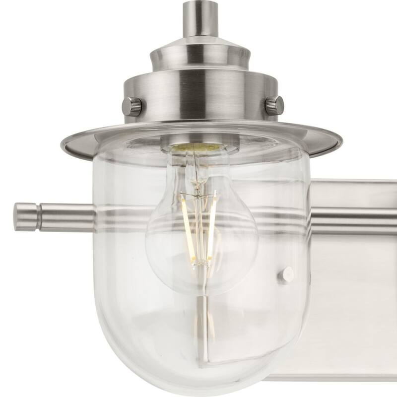Northlake Collection Two-Light Brushed Nickel Clear Glass Transitional Bath Light - 15.5 in x 7.5 in x 8 in