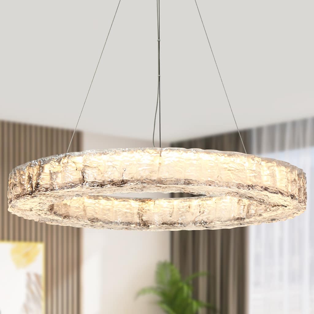 Modern LED 1-Light Ring Chandelier for Dining Living Room - Gold - 31.5" Dia. x 4" H