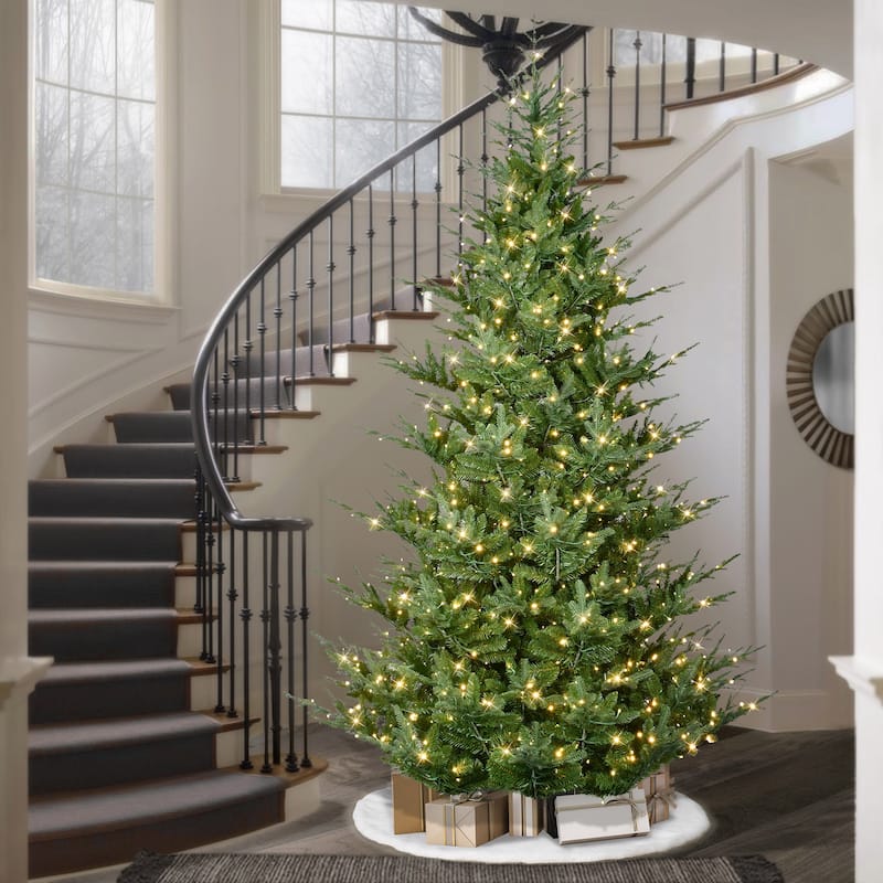 Puleo International 10' Pre-Lit Artificial Hillside Spruce Tree - 10 Foot