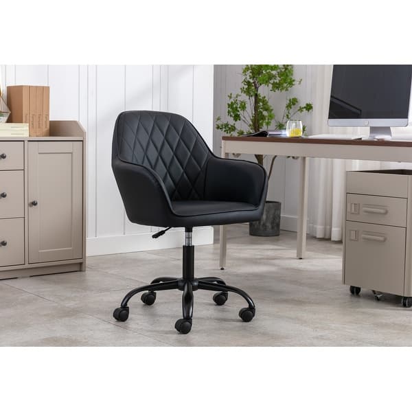 slide 2 of 16, Porthos Home Nadia PU Leather Upholstered Office Chair with Steel Legs
