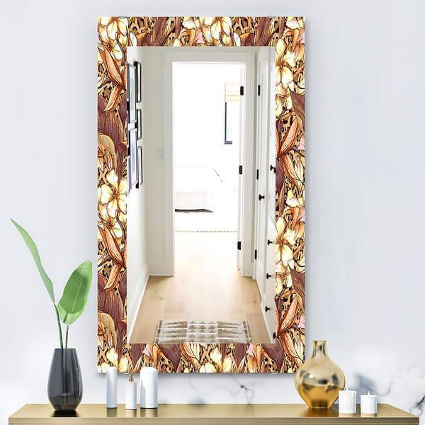 Designart Pattern With Exotic Flowers Bohemian And Eclectic Mirror Wall Mirror Overstock 28558261