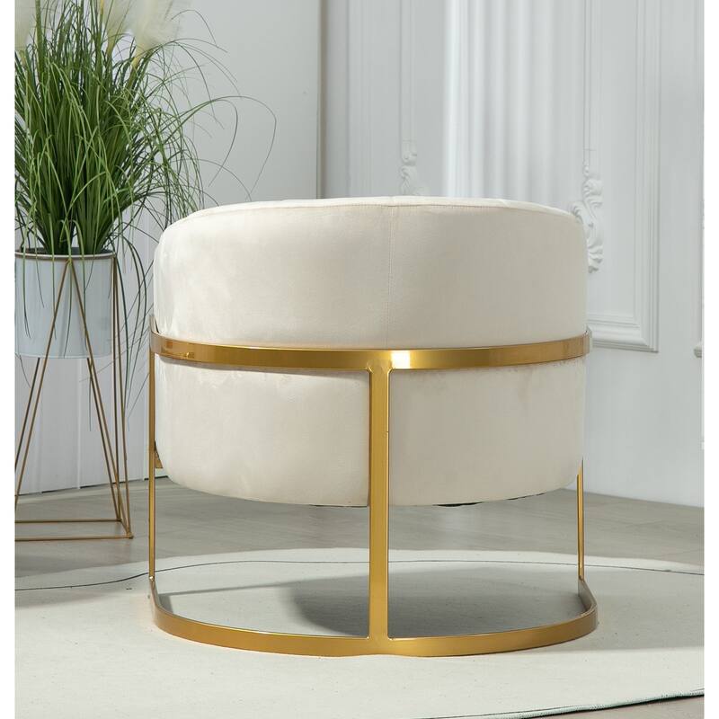 Modern Velvet Gold Accent Armchair