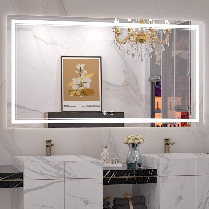 Keonjinn LED Front Light Bathroom Vanity Wall Mirror, Anti-Fog, Dimmable