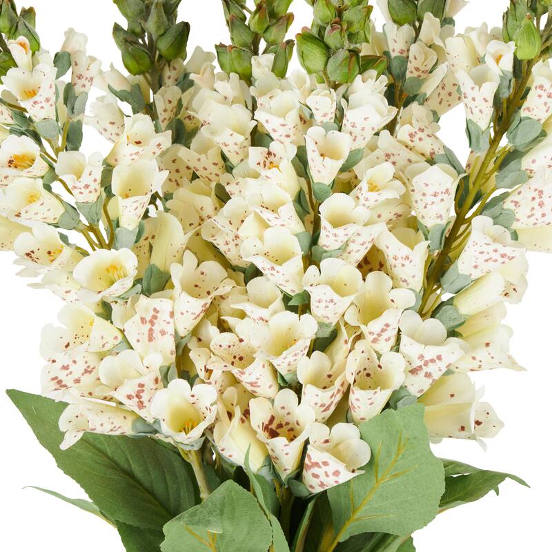 White Faux Foliage Tall Foxglove Artificial Flower Stem (Set of 8)