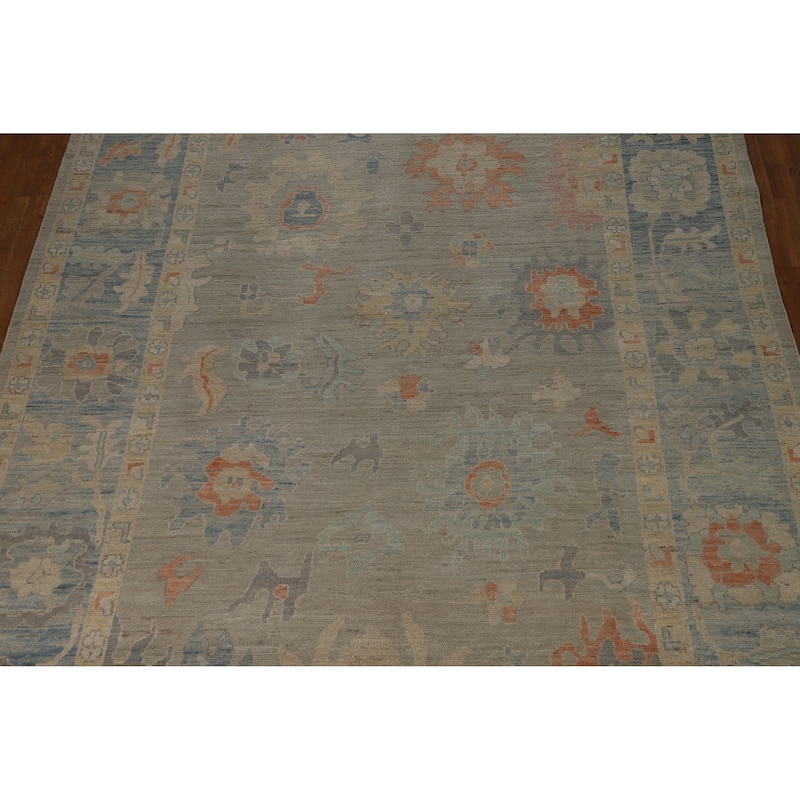 Vegetable Dye Oushak Turkish Area Rug Hand-Knotted Wool Carpet - 8'11"x 12'3"