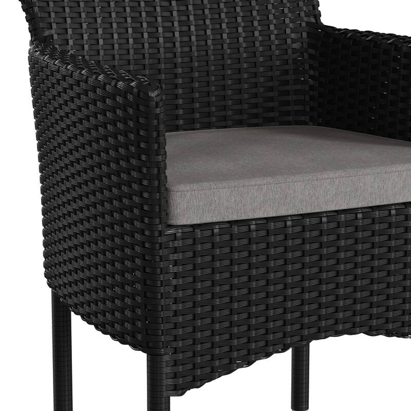 Indoor/Outdoor Wicker Wrapped Steel Frame Patio Chairs & Cushions