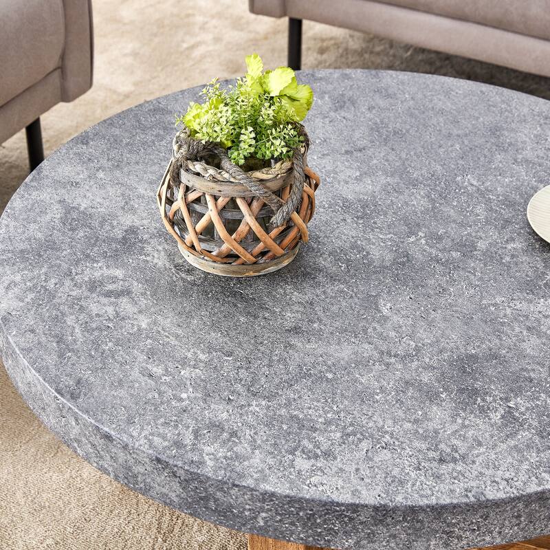 Modern Gray Texture MDF Round Coffee Table