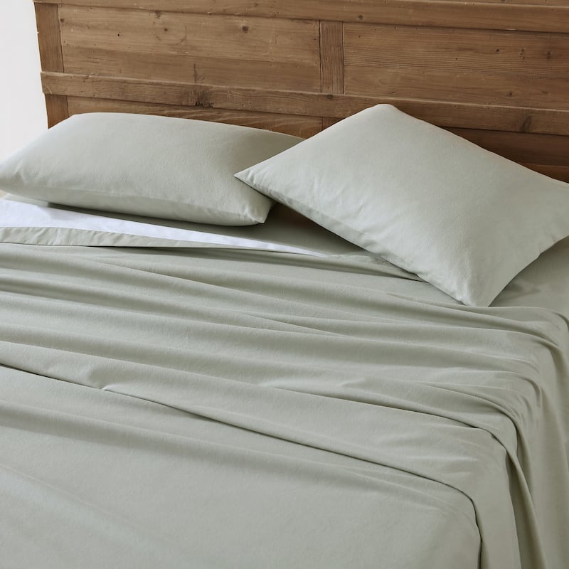 Eddie Bauer Cotton Flannel-Solids-Deep Pocket- Sheet & Pillowcase Set