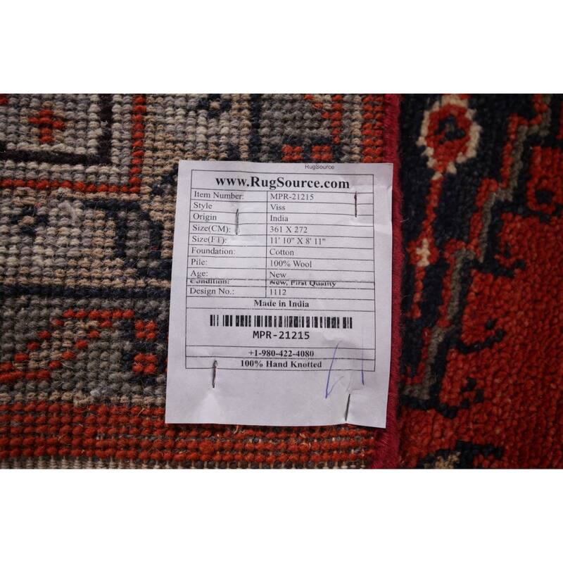 Viss Oriental Area Rug Handmade Geoemtric Orange Wool Carpet - 8'11"x 11'10"