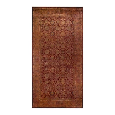 Overton Hand Knotted Wool Vintage Inspired Modern Contemporary Overdyed Gold Area Rug - 6' 3" x 12' 4"
