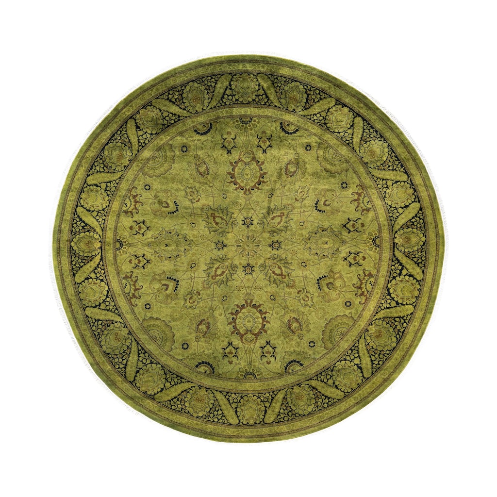 Overdyed One-of-a-Kind Hand-Knotted Area Rug - Green - 9' 1" x 9' 1"