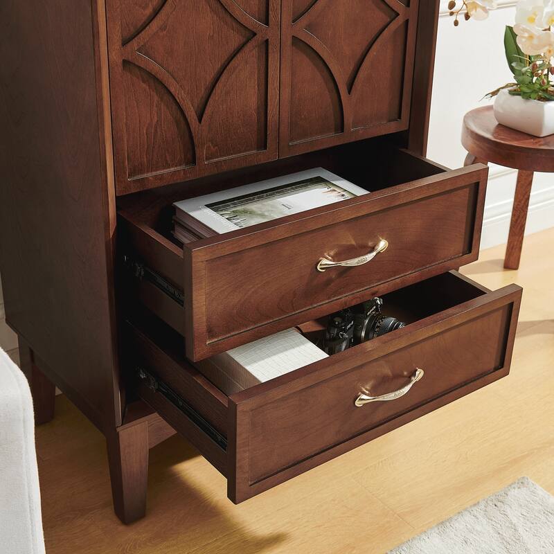 Retro Storage Cabinet with Doors and Drawers for Entryway Hallway Living Room Kitchen