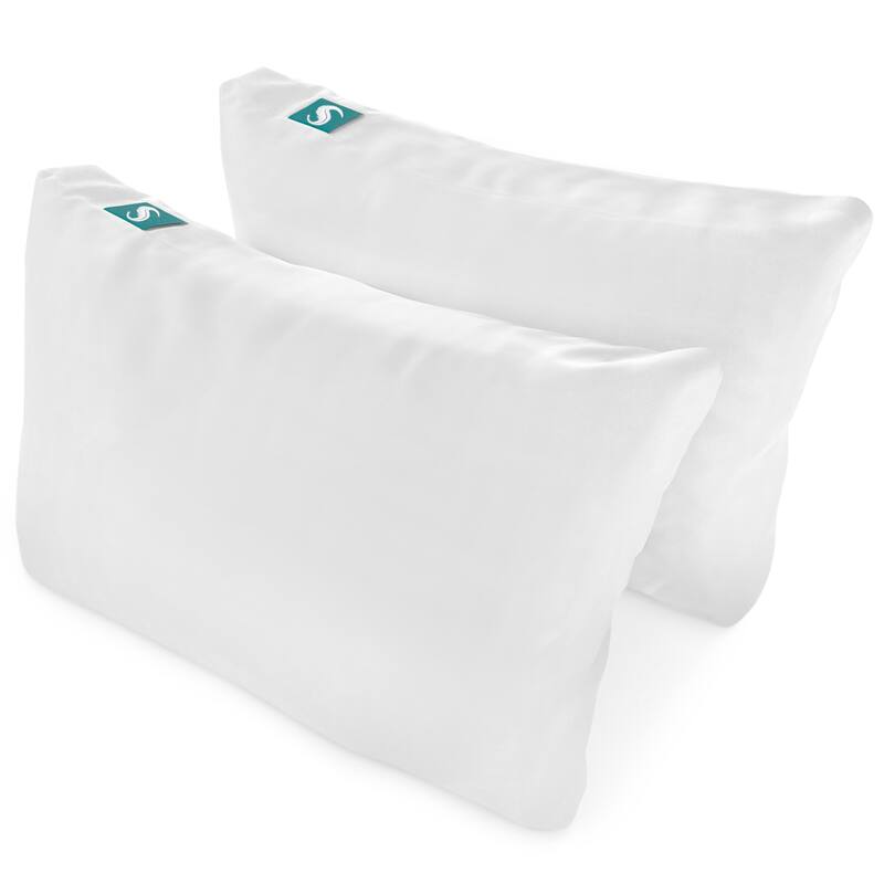 Sleepgram Bed Support Sleeping Pillow with Microfiber Cover, Queen Size, White - N/A - Queen - Set of 2