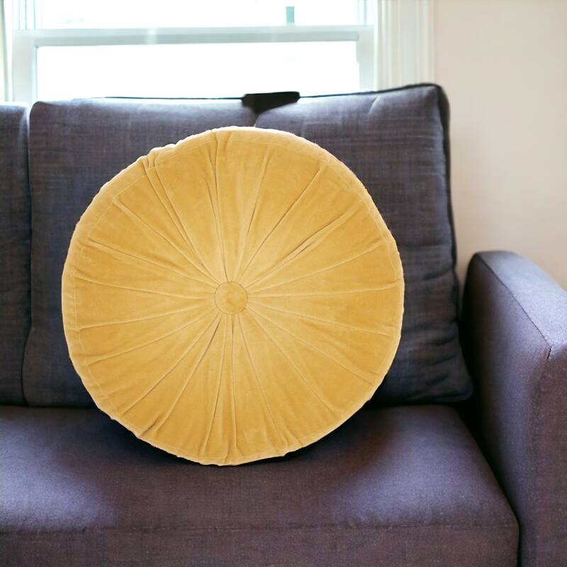 HomeRoots 16" X 16" Light Pink Round Velvet Throw Pillow - Orange